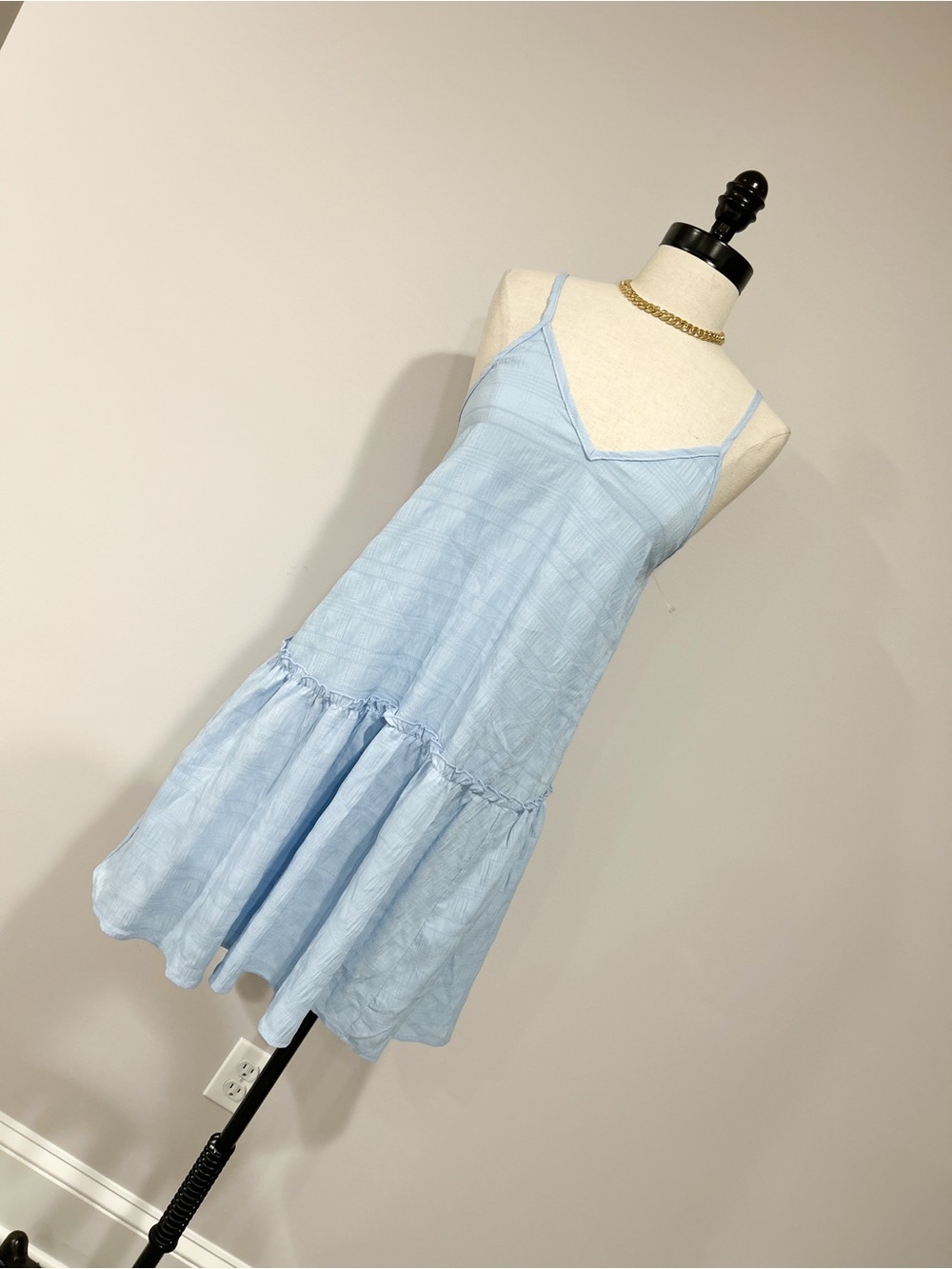 SHEIN Light Blue Tiered Spaghetti Strap Sundress